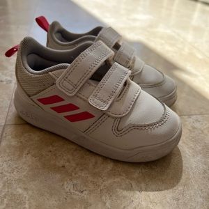 EUC - Adidas tennis shoes for toddler in white and pink